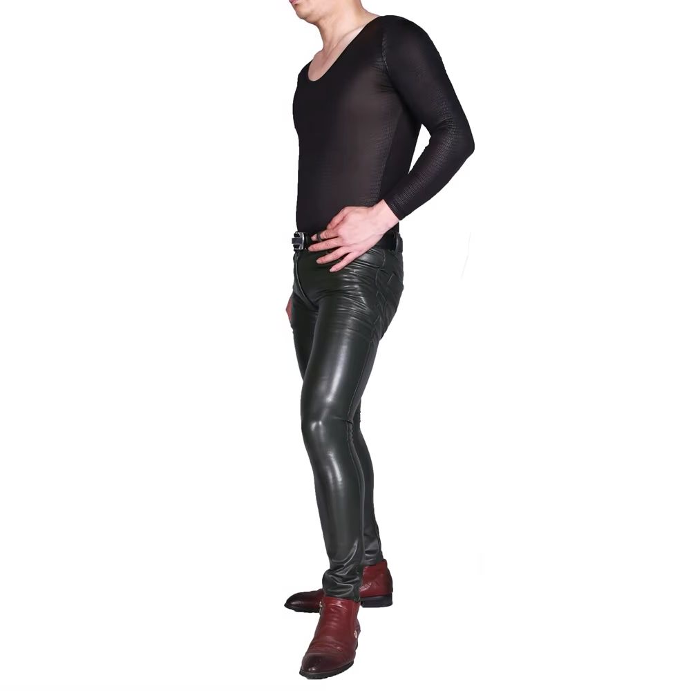Mens Punk PU Faux Leather Trou - Motorcycle Gear Mens review and price